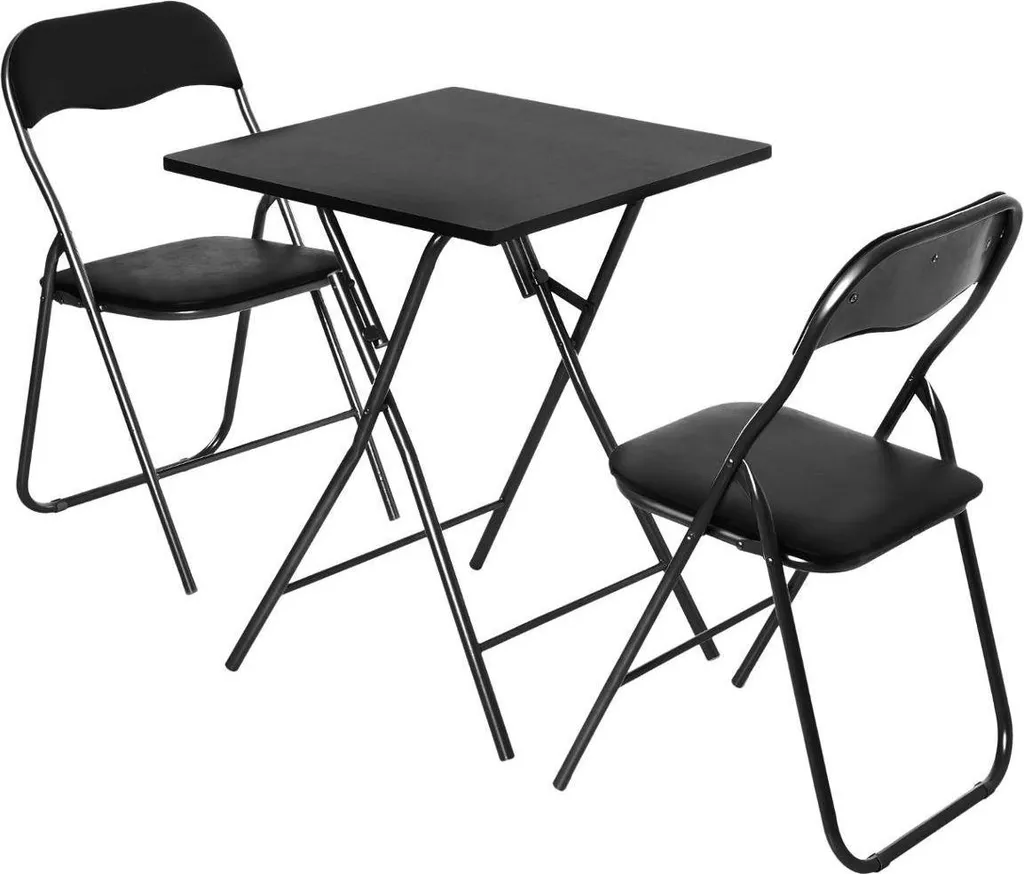 Table pliante compacte 60x60x75cm noire, la solution pour petits salons - 5