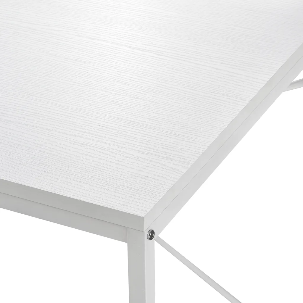 Bureau informatique blanc avec bibliothèque latérale 120cm Stavanger - 4