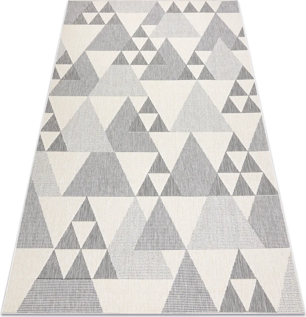 Tapis déco intérieur SPRING triangles beige crème 140x200 cm aspect sisal