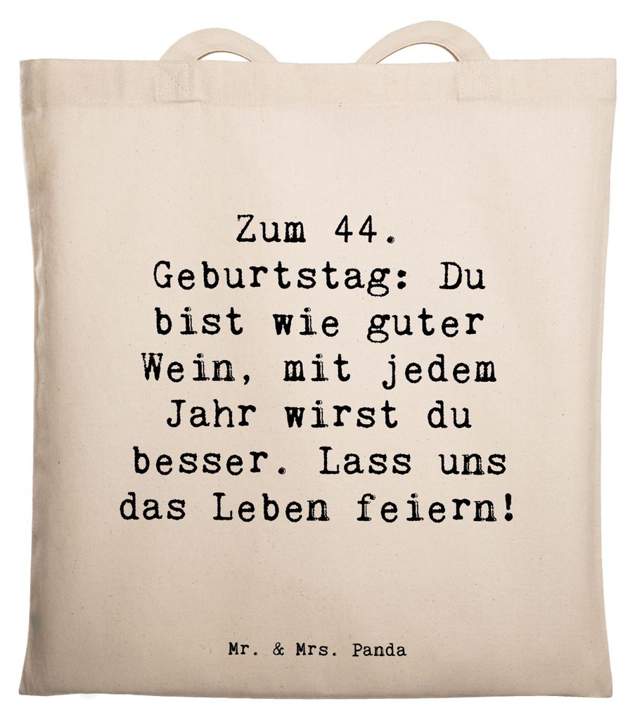Mr. & Mrs. Panda Schultasche Spruch 44. Geburtstag - Transparent - Geschenk, Büchertasche, Alter, Liebe, Beutel, jedes Jahr besser, Zuneigung, unv...