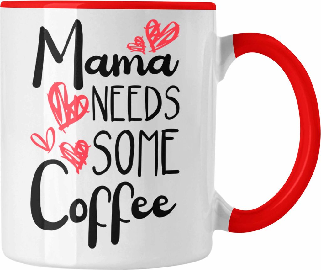 Trendation - Mama Tasse mit Spruch Geschenk Muttertag von Tochter Sohn Mutter Kaffeetasse Spruch Kaffeeliebhaber (Rot)