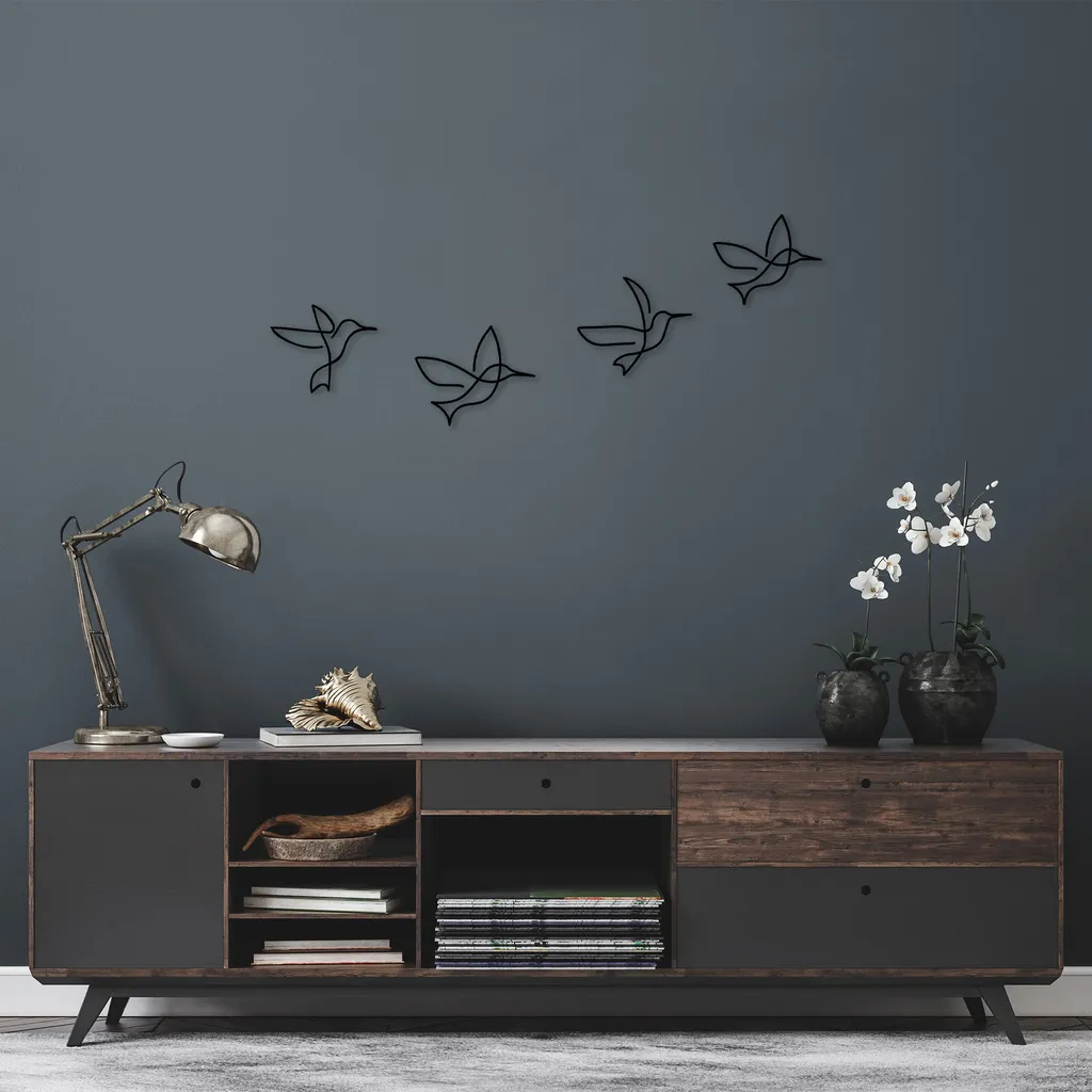 Décoration Murale Oiseaux en Métal Noir Wallity Birds pour Salon Chic