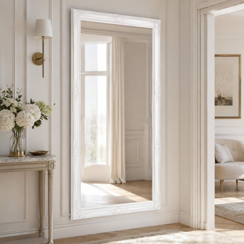 Eleganter Spiegel HOUSE barock Antik-Weiß 180x100cm Produktbild 