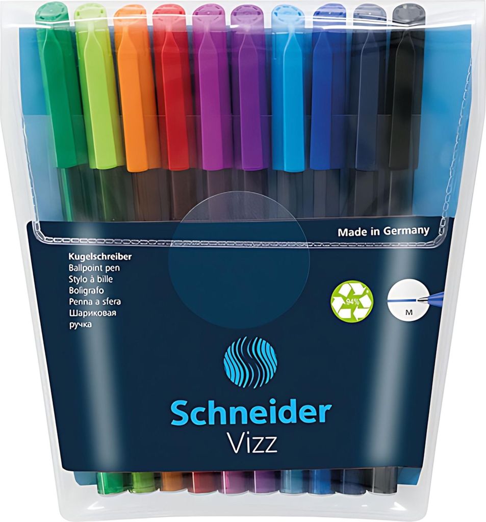 Schneider Kugelschreiber Vizz M farbsortiert Schreibfarbe farbsortiert, 10 St.
