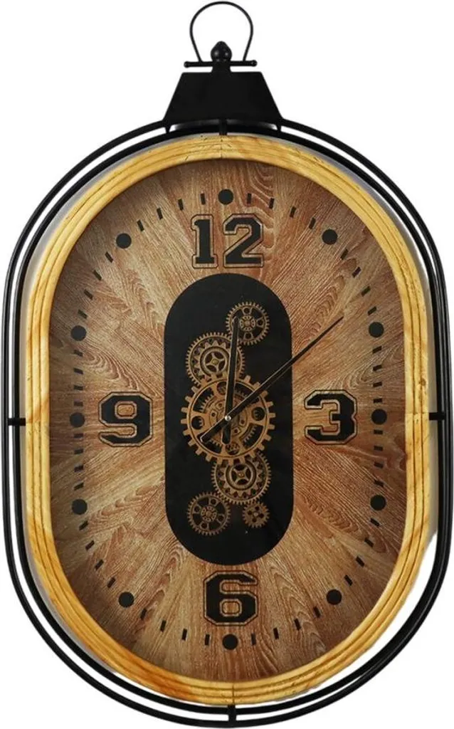 Grande horloge murale design loft en fer noir et cristal Home ESPRIT