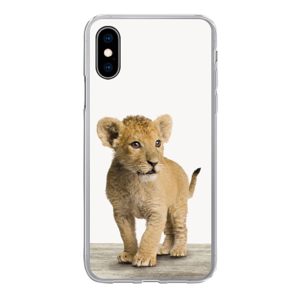 MuchoWow Handyhülle Schutzhülle Hülle für iPhone X Löwe - Junge - Kinder - Jungen - Tiere - Mädchen Silikon Softcase Handy Hülle - Handyh...