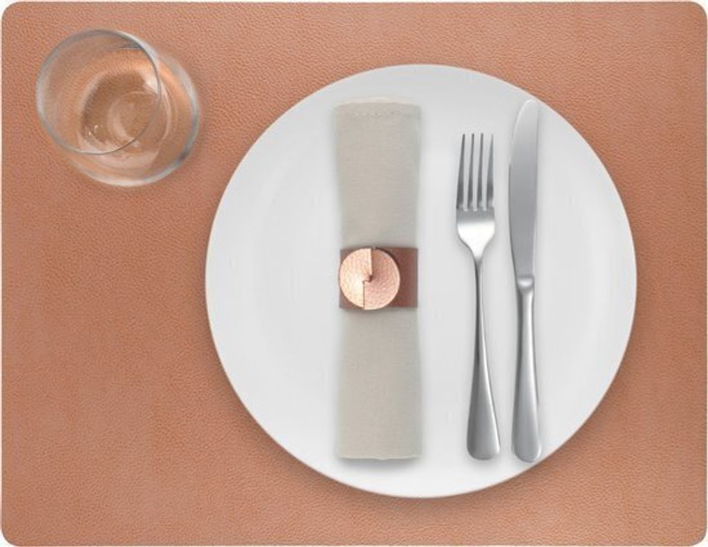 Tischset Skinnatur Kupfer - Platzdeckchen - Platzset - Rechteckig - Recyceltes Leder - Rot - 45x35cm - 1 Stück