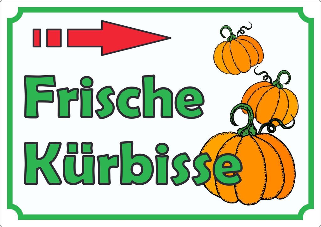 Werbeaufkleber Aufkleber Kürbis zu verkaufen mit Pfeil nach rechts A0 (841x1189mm)