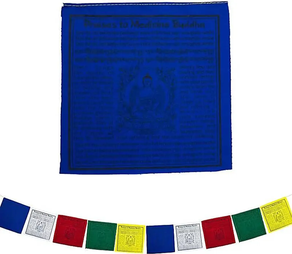 Drapeaux de prière tibétains Bouddha de la Médecine - Lot de 2 Lungta