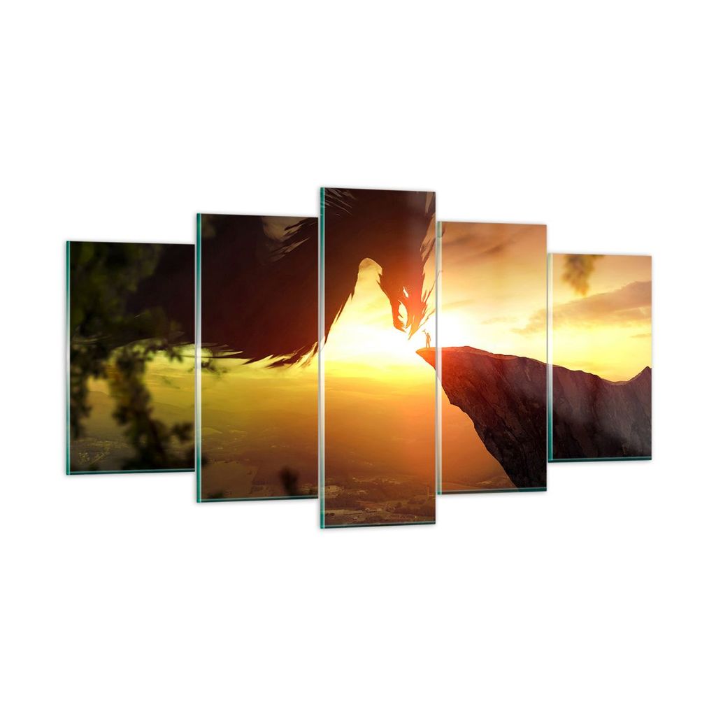 Bilder auf glas - Drache Rock Kreatur - 160x85cm - Glasbilder - Wandbilder - Kunstdruck - zum Aufhängen bereit - Wanddekoration aus Glas - Glas Bi...