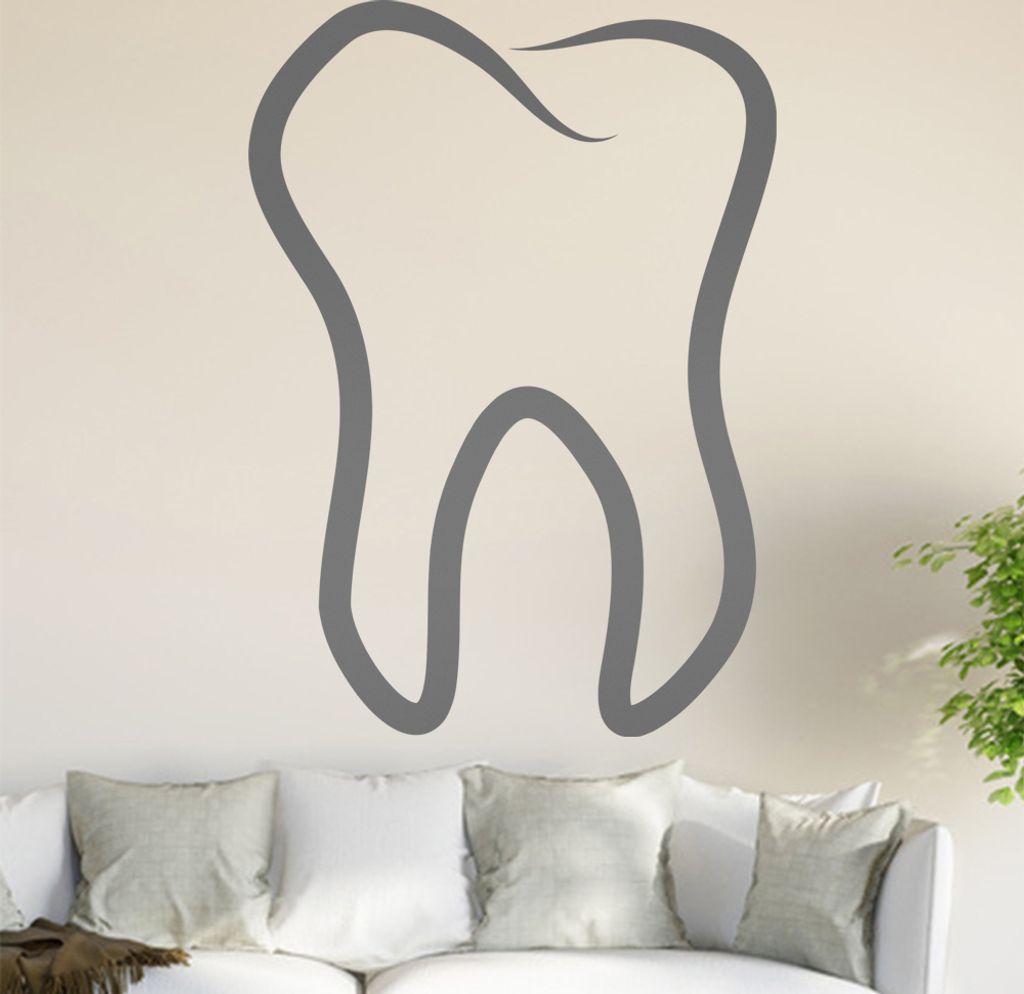 Zahn Wandtattoo in 6 Größen - Wandaufkleber Wall Sticker - Dekoration, Küche, Wohnzimmer, Schlafzimmer, Badezimmer