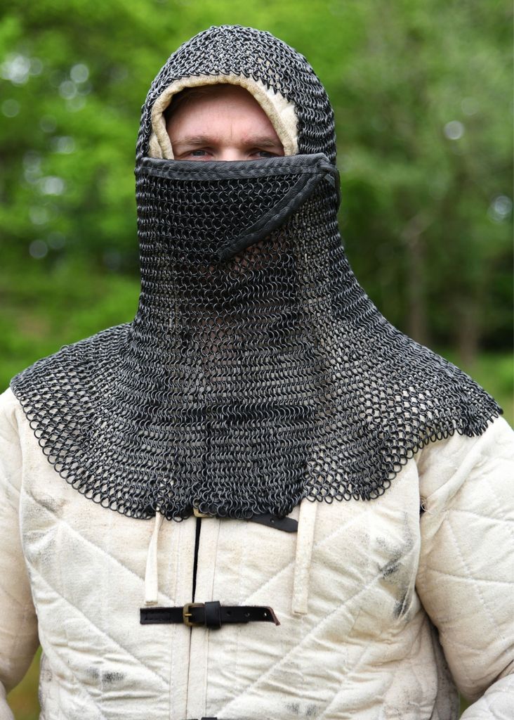 Kettenhaube mit dreieckigem Mundschutz, ID8mm, brüniert Produktbild 