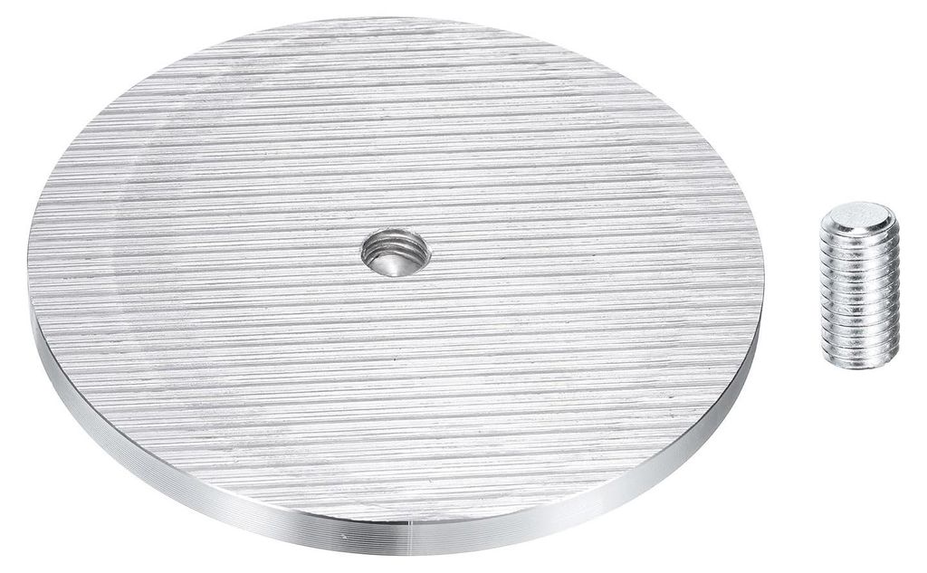 Runde Aluminiumscheibe (1 Stück), M10-Gewinde, 100 mm Durchmesser, Glasplattenadapter für Glastische, Möbel, Couchtische, silberfarben