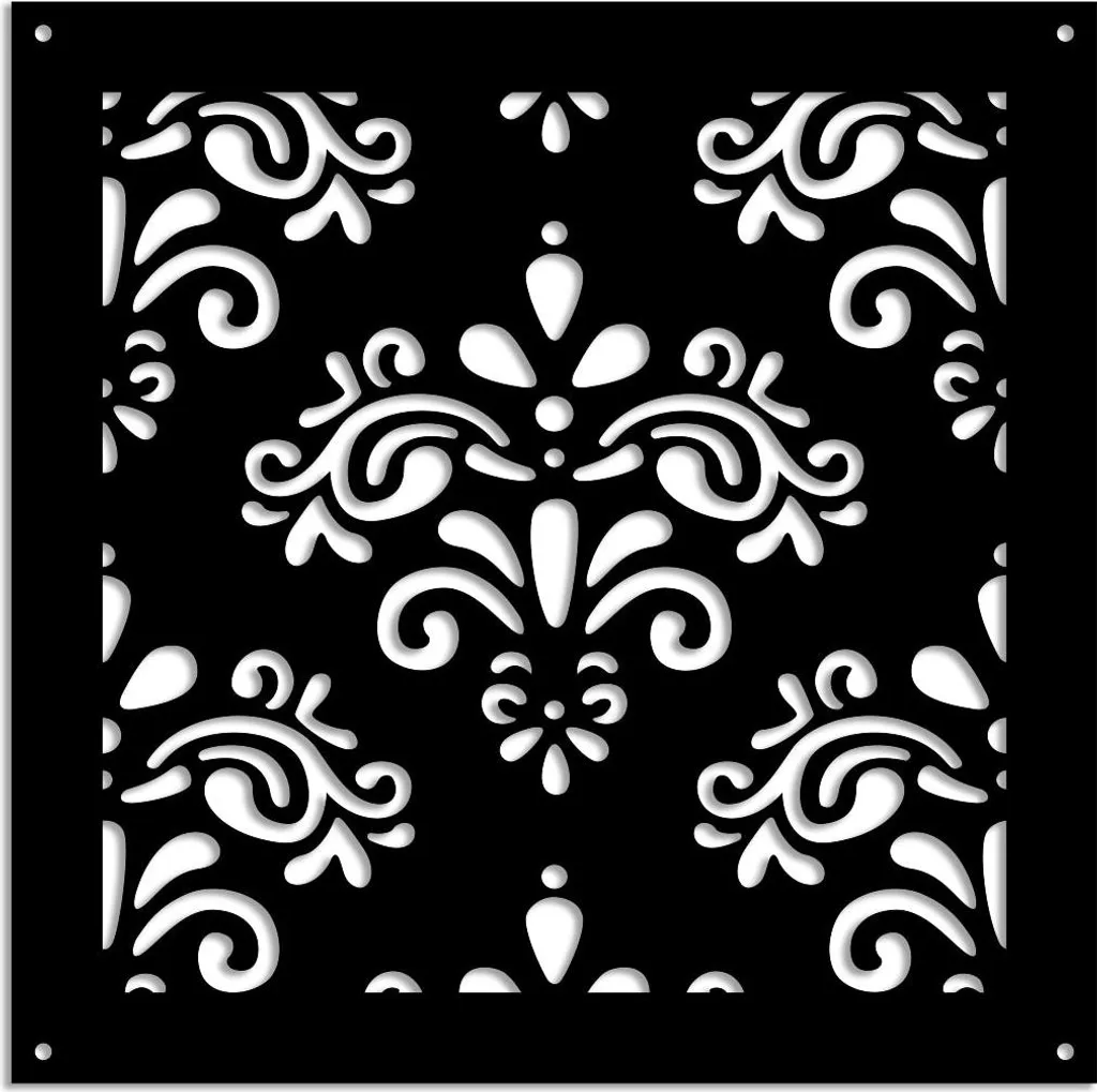 Pannello Traforato 73x73 DAMASCO Nero - Parasole PVC 10mm per Fai-da-Te