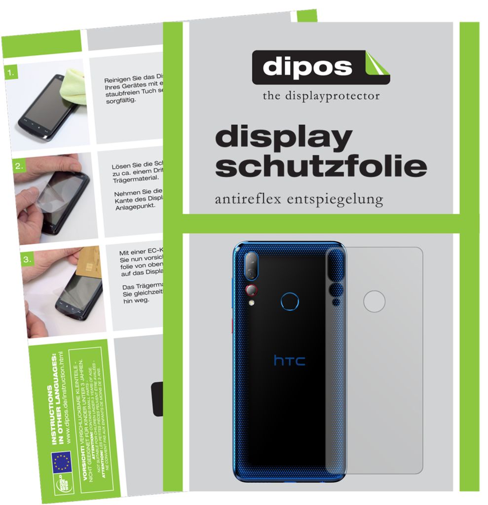 1x Schutzfolie für HTC Desire 19 Plus Rückseite matt Displayschutzfolie Folie Display Schutz dipos