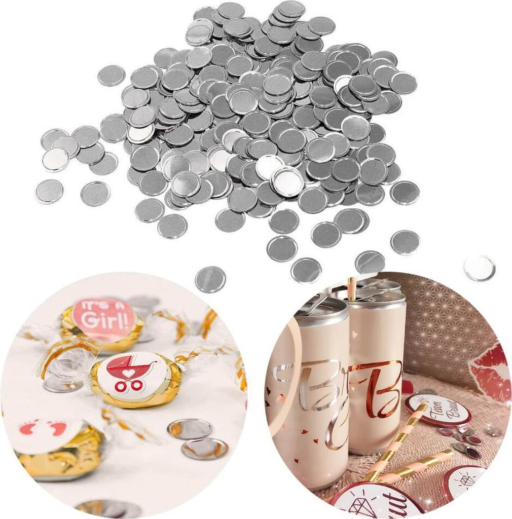Oblique Unique Konfetti Rund Kreis Tisch Deko Hochzeit Silberhochzeit Geburtstag 300 Stk - silber