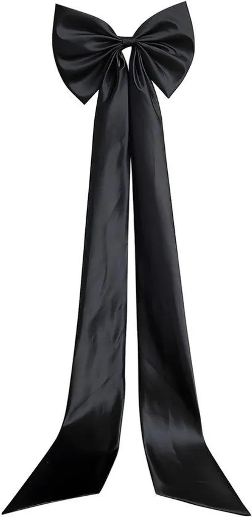 Ceinture noeud de mariage en satin noir 130 cm accessoire de robe