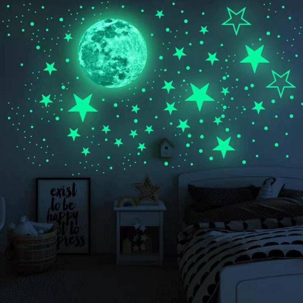 Im Dunkeln leuchtende Mond- und Sternaufkleber ·1 Stück Mondaufkleber ·173 Stück Aufkleber ·