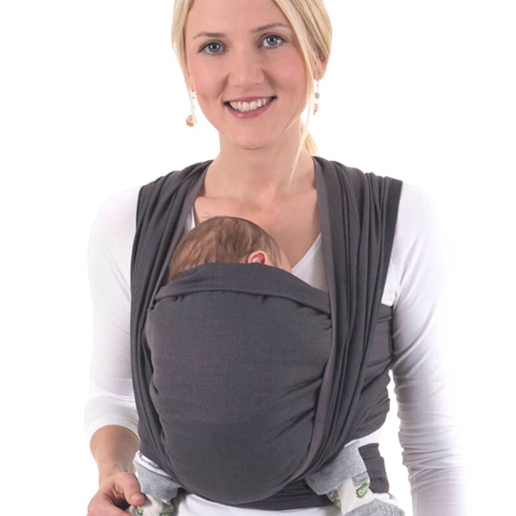 HOPPEDIZ Babytragetuch Gewebtes Tragetuch ab Geburt bis ins Kleinkind-Alter, 100 % Baumwolle London grau 3,70 m x 0,70 m