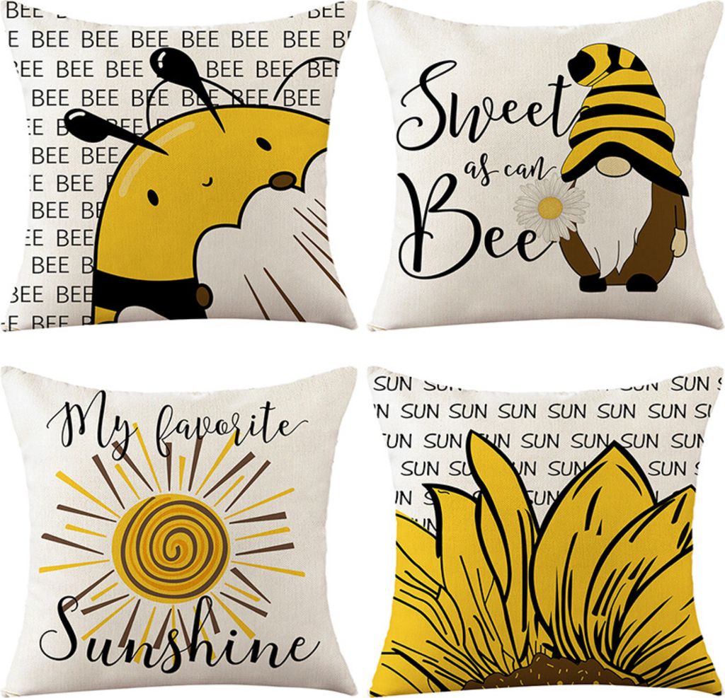 Kissenbezüge 45x45 cm Kissenhüllen 4er Set, Deko Kissenbezüge für Sofa Zimmer Zierkissenbezüge