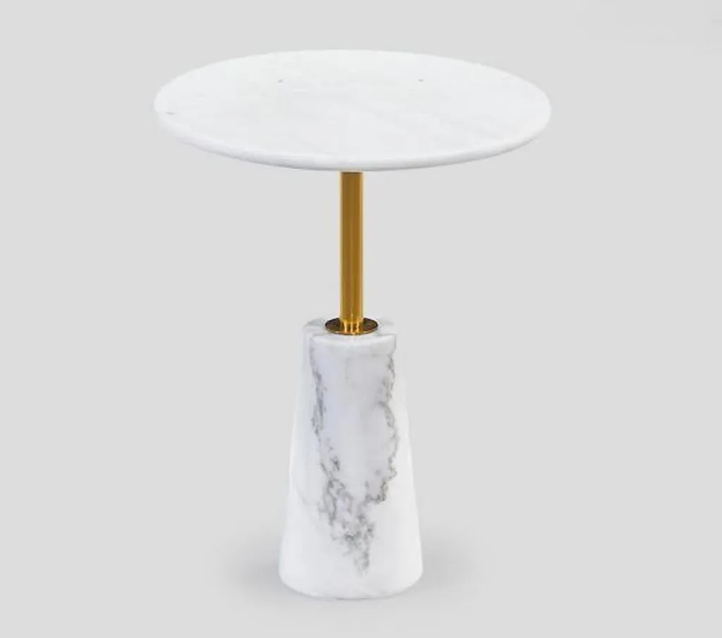 Petite table basse blanche moderne et bout de canapé rond design