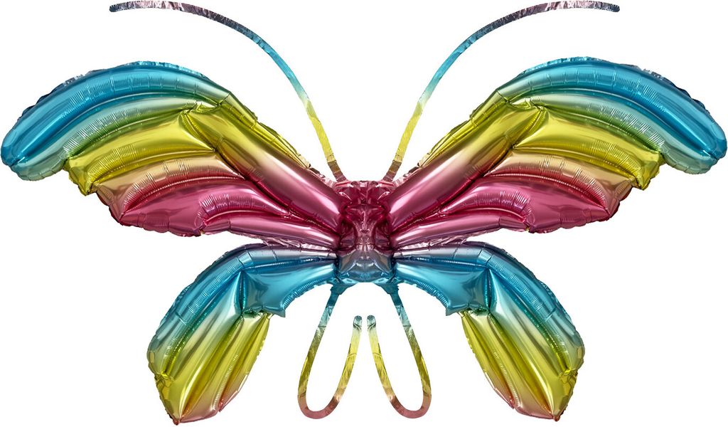 Oblique Unique Folien Luftballon Schmetterling Flügel XXL Ballon zum Umbinden für Kinder Geburtstag Fasching Karneval - bunt