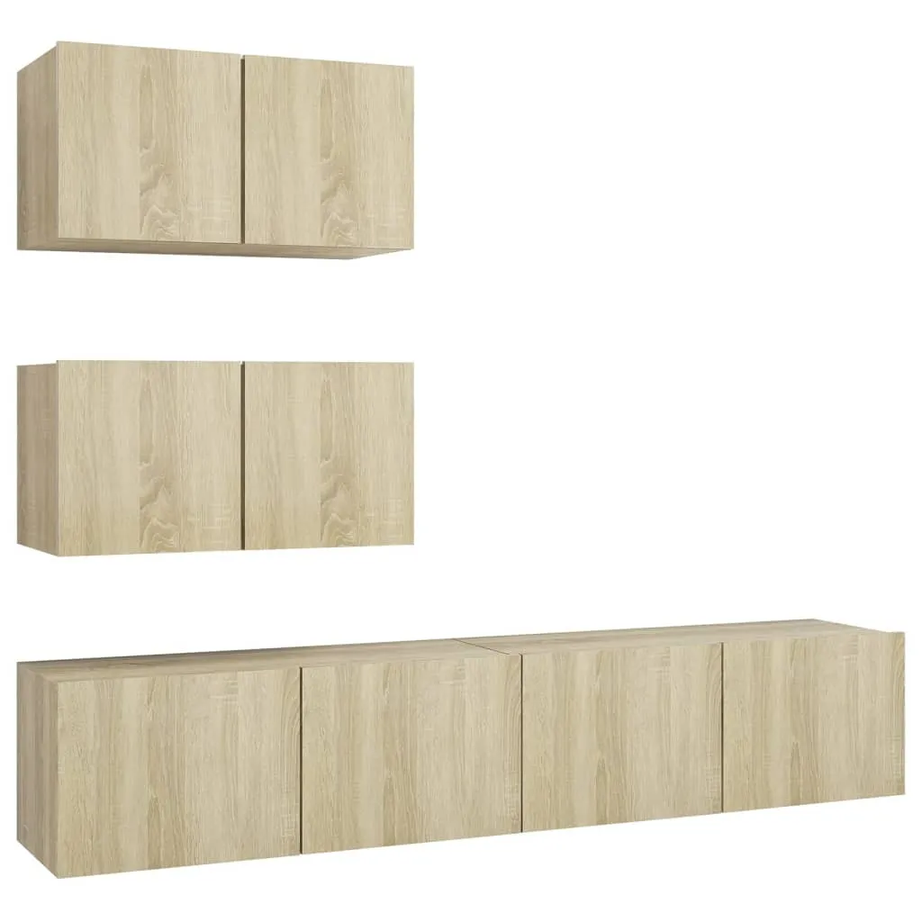 vidaXL Set di mobili TV 4 pezzi in legno di quercia Sonoma