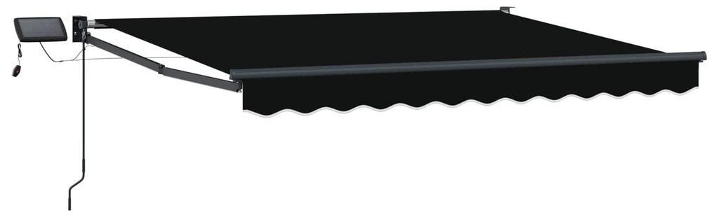 Manuelle Gelenkarmmarkise mit LEDs Schwarz 3,5 x 2,5 m