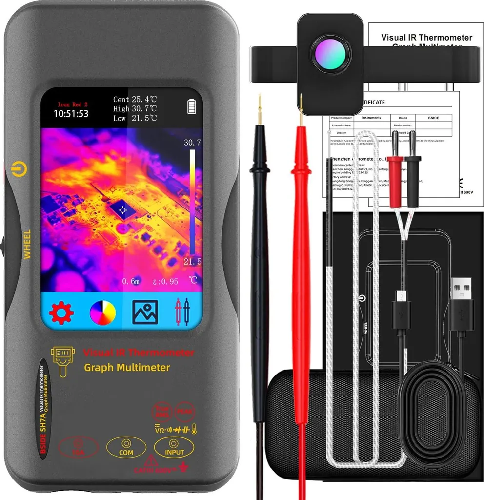 Caméra thermique infrarouge avec multimètre 1000V et écran tactile 4"