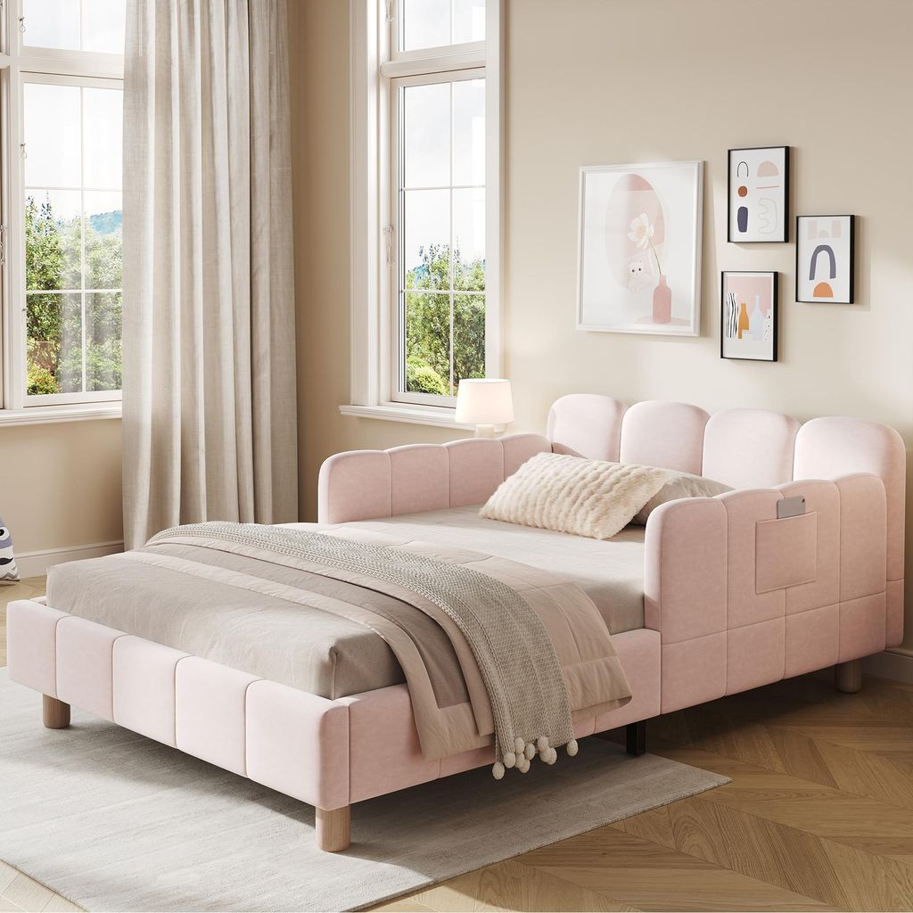 Bed met gestoffeerde zijkanten, 90 x 200 cm, kinderbed met Productafbeelding 