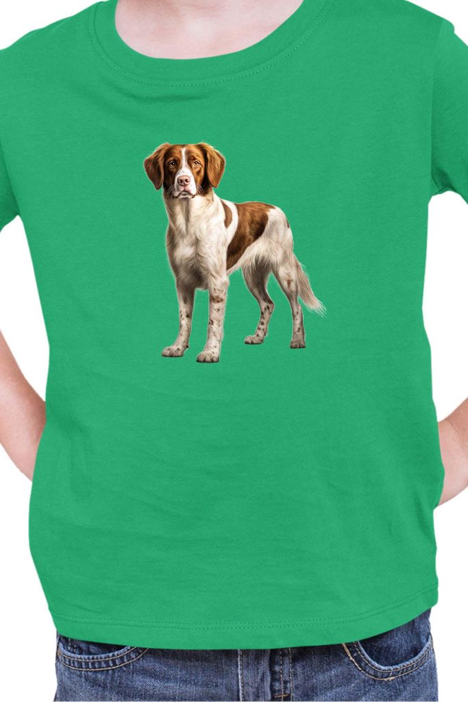 Kinder T-Shirt Dogs Breeds Brittany Dog Breed 005, 5-6 Jahr - 116 / Grün
