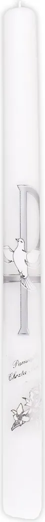 Cero Battesimo Bianco Argento Colomba - Design Moderno per Cerimonia - 2