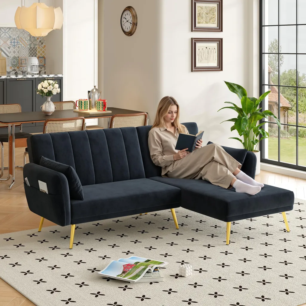 Canapé salon convertible en lit d'appoint, idéal pour petits espaces