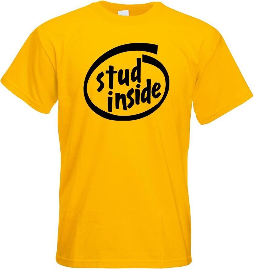Kiwistar - T-Shirt - gelb - Stud Inside Zucht Farm Pferd Herren Funshirt Bedruckt Design Sprüche Spruch Motive - mit Motiv Bedruckt - Funshirt Des...