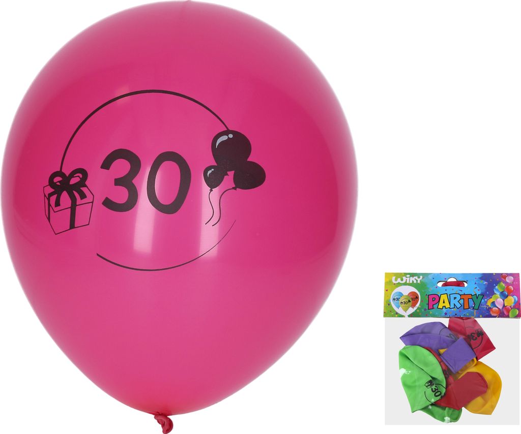 Aufblasbarer Ballon 30 cm – 5er-Set, mit der Zahl 30
