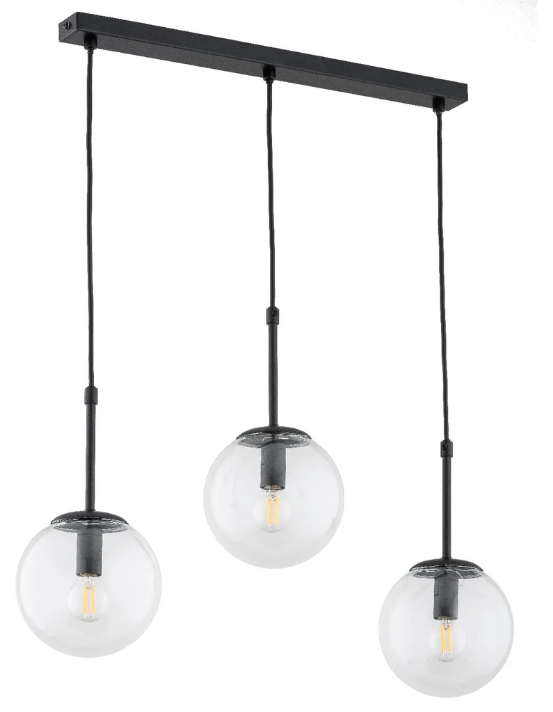 Lustre suspension barre noire SEBIA 3 lumières en métal pour salle à manger