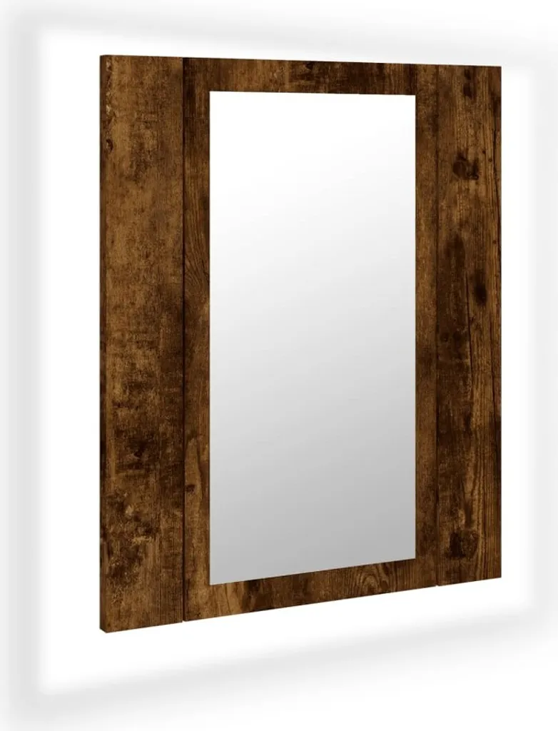 Specchio Bagno LED Rovere Fumé 40x45 | Mobiletto Sospeso Design