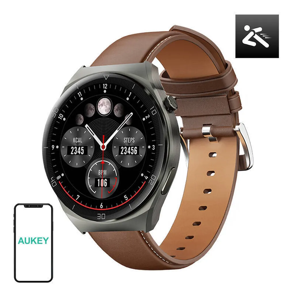 Aukey Smartwatch 2 Ultra SW-2U Brown Leather | Business & Sport