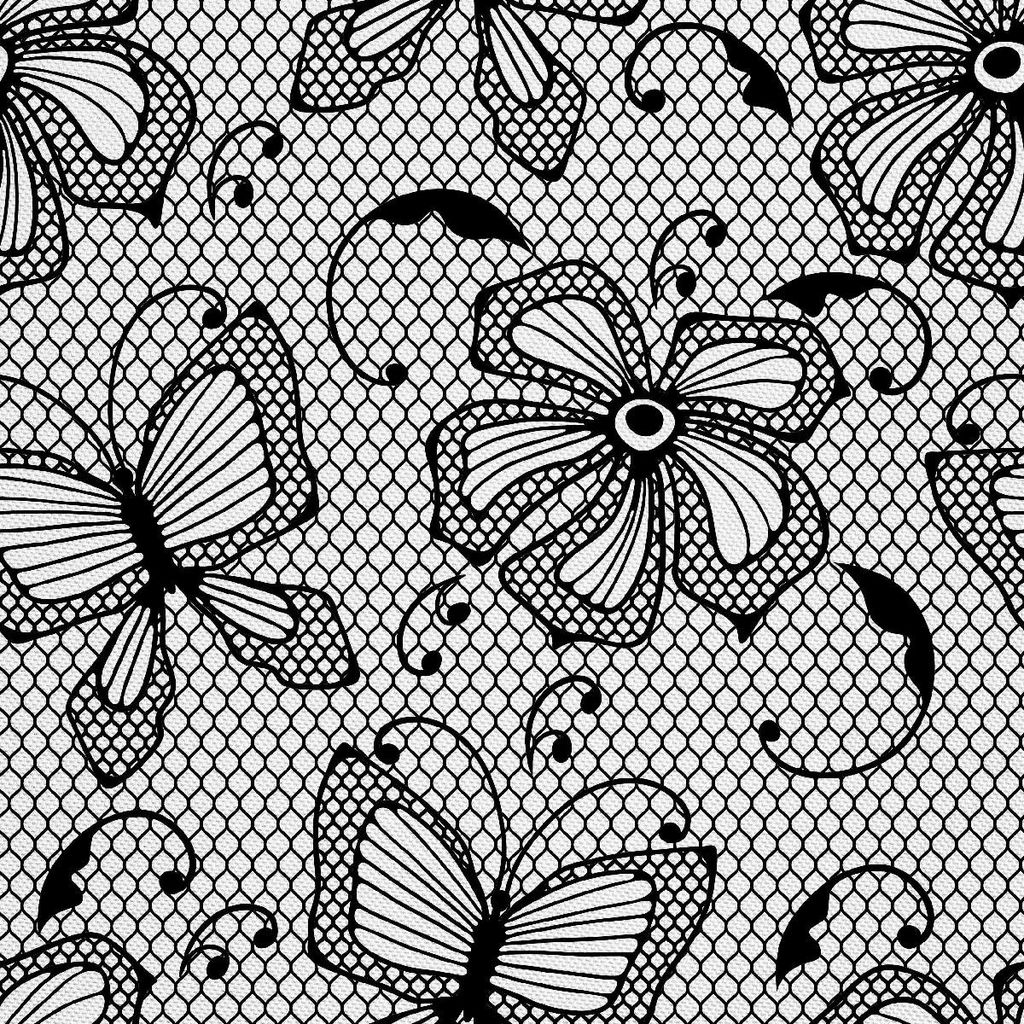 OUTDOOR DEKOSTOFFE OXFORD - Motiv Spitze mit Schmetterlingen und Blumen