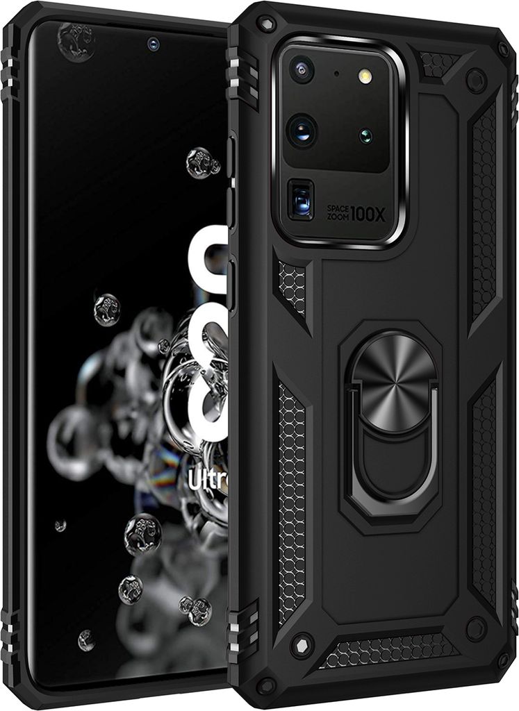 LaimTop Galaxy S20 Ultra Hülle, Hybrid Robuste Rüstung Drehbarer Ring Halter Ständer Dual Layer Hard PC + TPU Stoßfest Schutzhülle für Samsun...