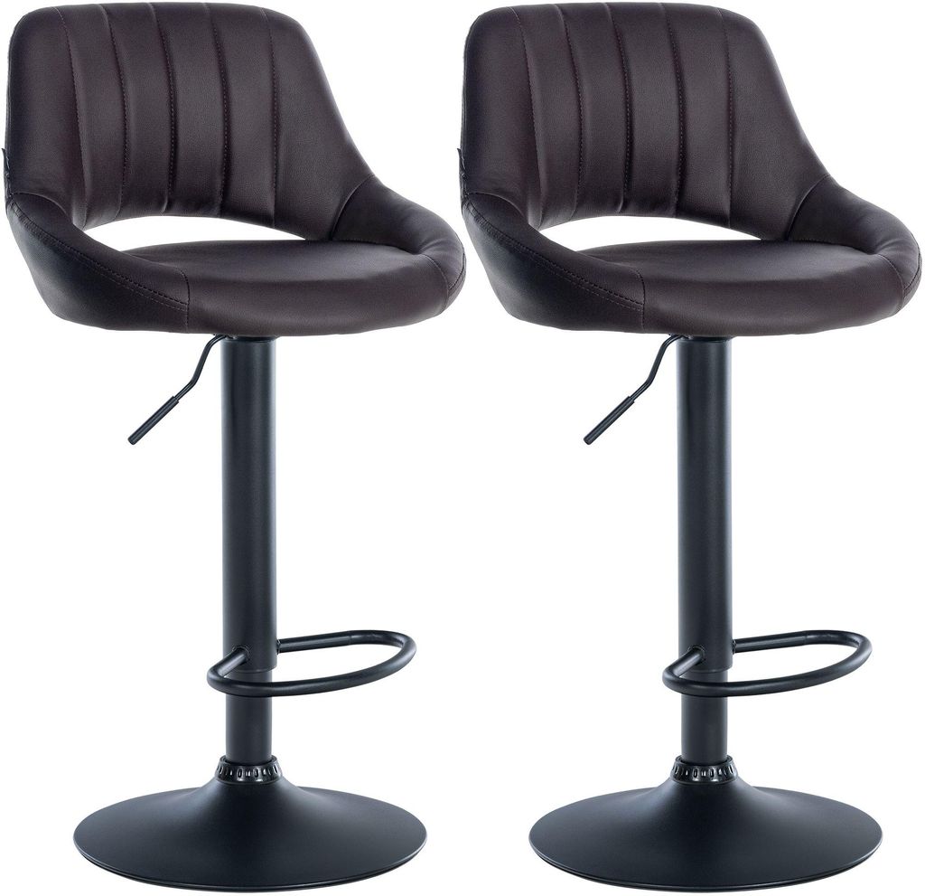 CLP 2er Set Barhocker Milet Kunstleder höhenverstellbar drehbar mit Rückenlehnen braun Material Gestell Metall matt schwarz
