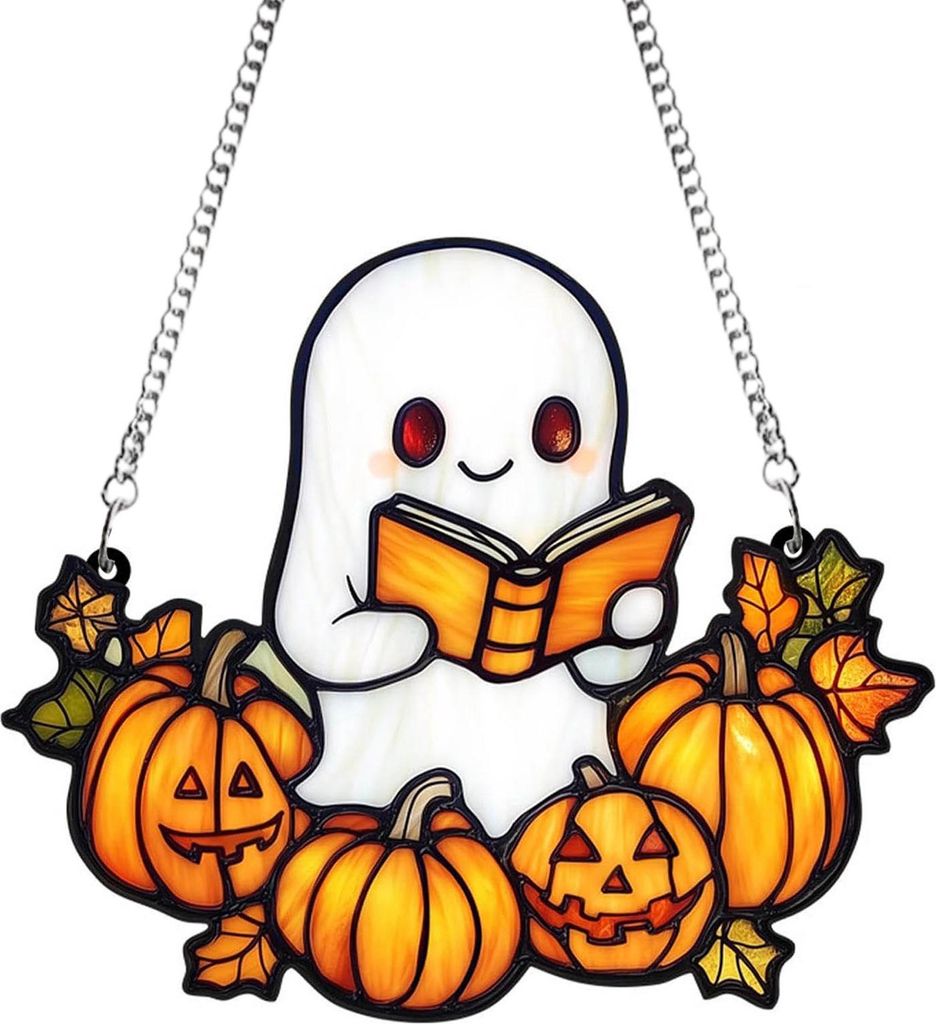 Halloween-Sonnenfänger im süßen Geister-Stil, Acryl-Fenster-Hänge-Geister-Lichtfänger für Fenster-Wanddekoration