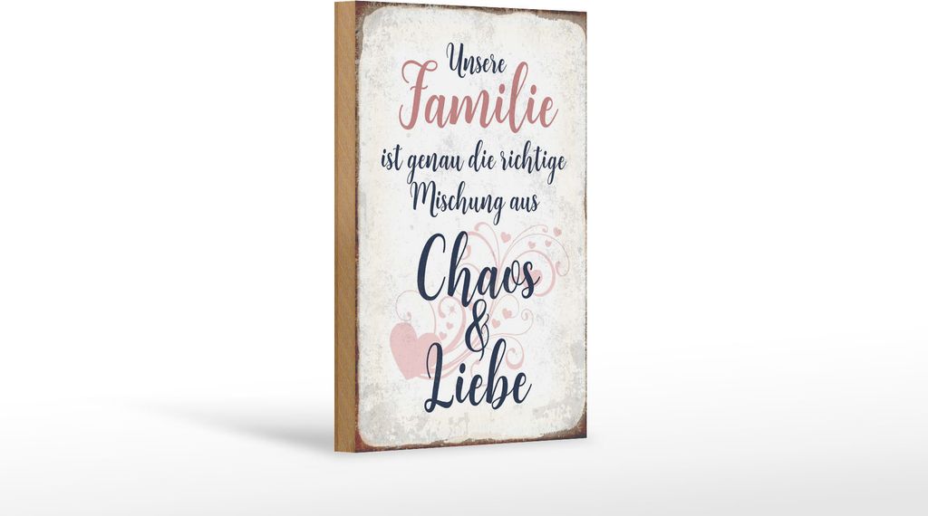 Holzschild Unsere Familie, 18 x 12 cm, Holzschilder Spruch Glück Weisheit
