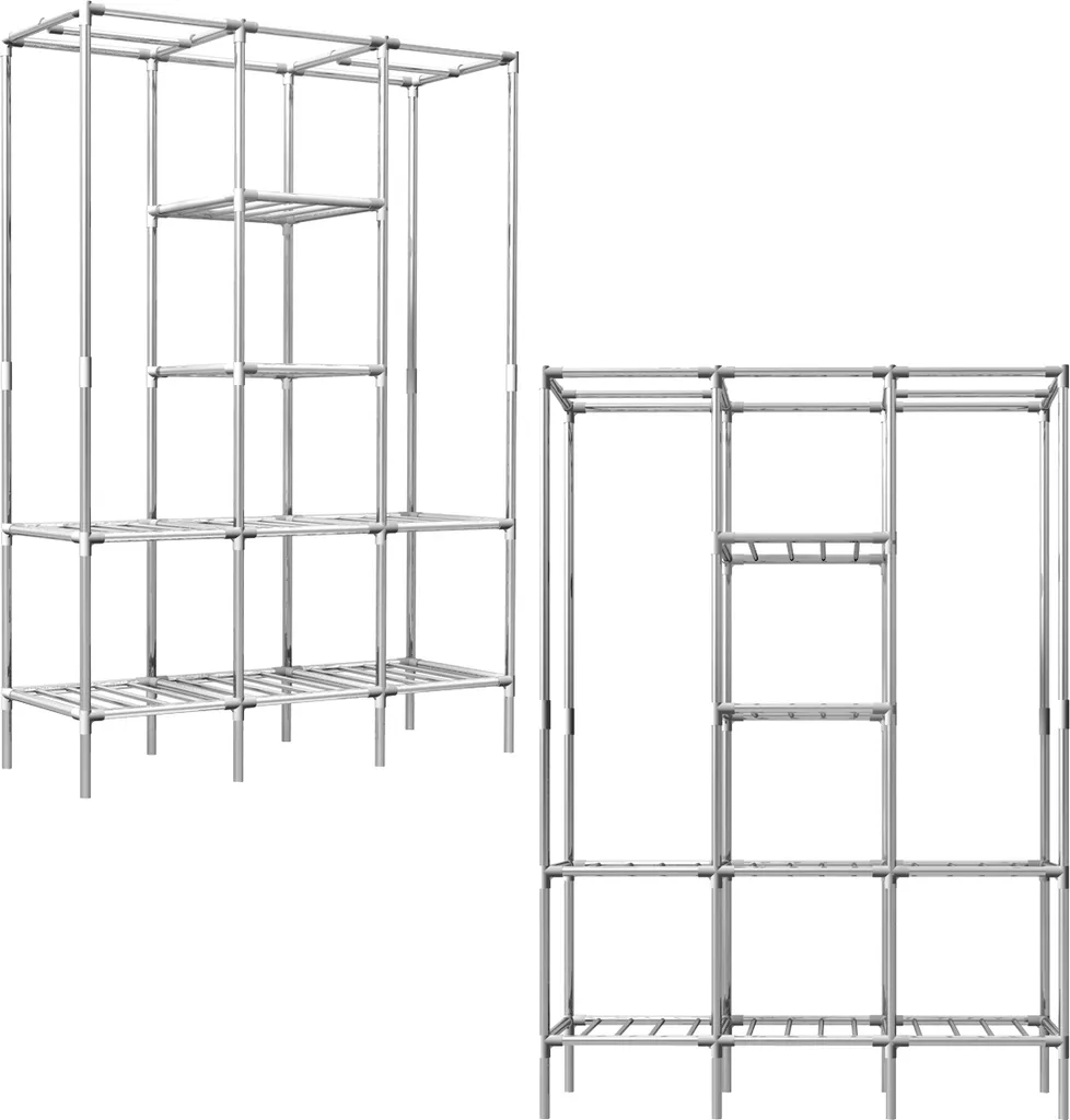 Grande Armoire XXL Penderie Ouverte DIY avec Étagère Praticable Grise
