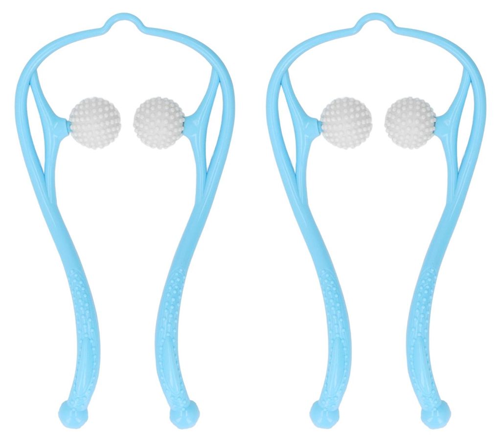2 Stück Nackenmassagegerät Dual Trigger Point Ergonomisches Handgerät für die Schulter Blau