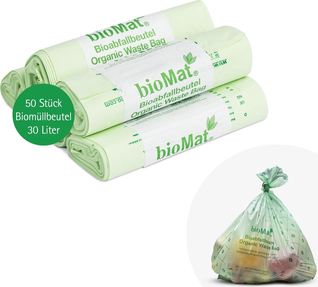bioMat Sacs à déchets biologiques compostables 30l, 50 sacs Image du produit 