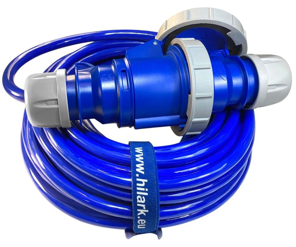Blaues Verlängerungskabel H07BQ-F zur Stromversorgung von Yachten IP67 10m