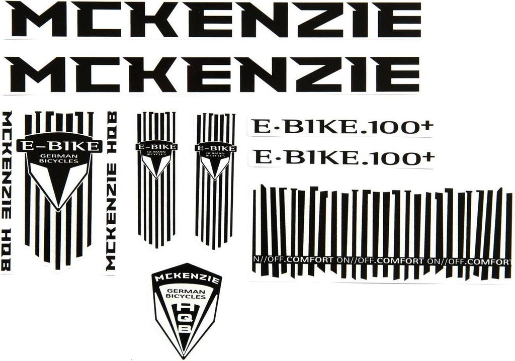 Fahrrad DEKOR Satz Aufkleber Rahmen frame Decal Sticker MC KENZIE schwarz weiß