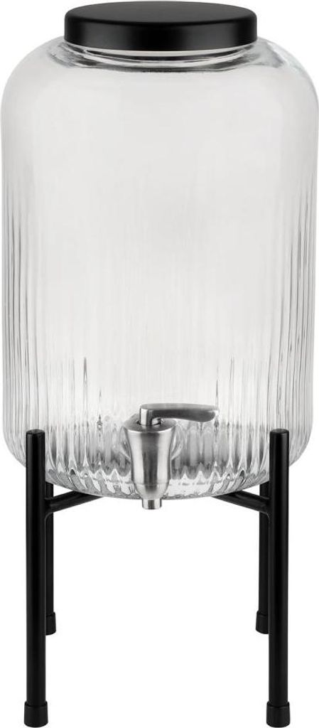 APS 10450 Getränkespender INDUSTRIAL, Gestell und Deckel aus Metall, Behälter aus Glas, 7 Liter, Ø 20 cm, Höhe 45 cm