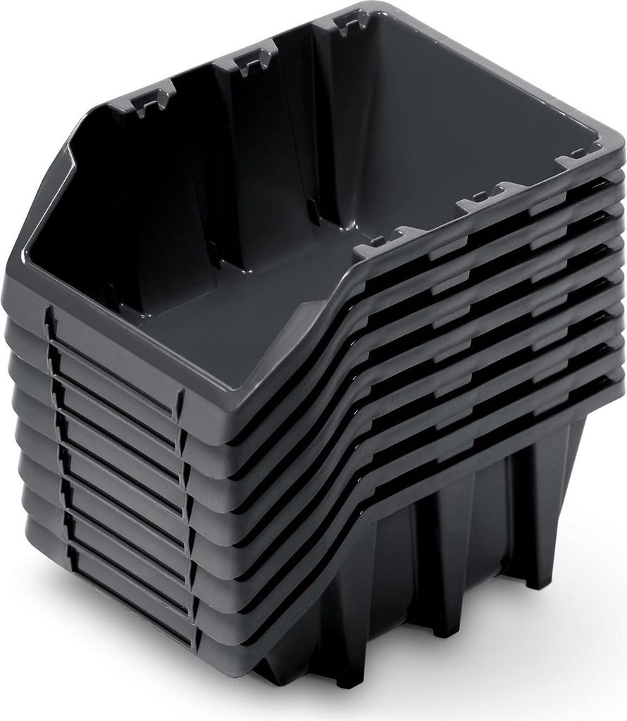 Werkzeugschale lang mit Wandhalterung Set (8 Stück + 16 Konnektoren) Schwarz